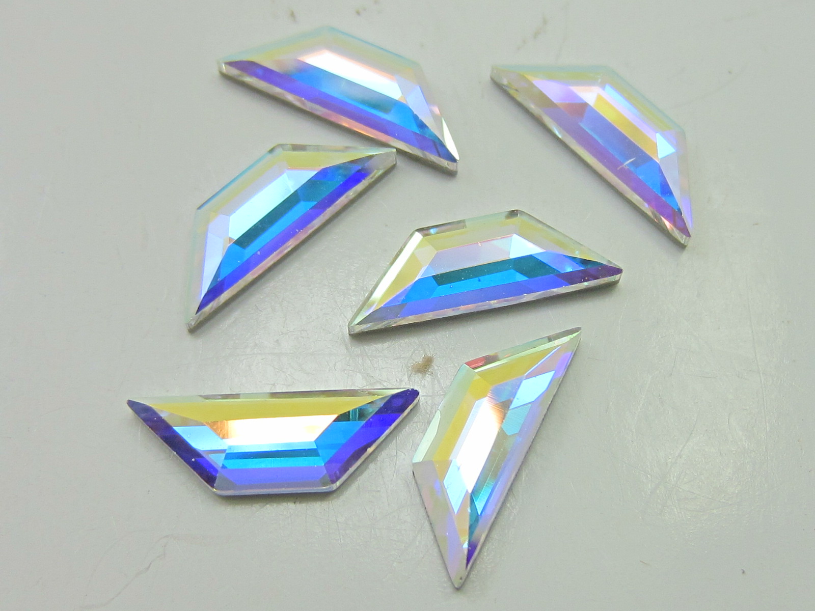 12 pcs. TRAPEZE 8.6x2.8mm CRYSTAL AB FLATBACK European Rhinestones